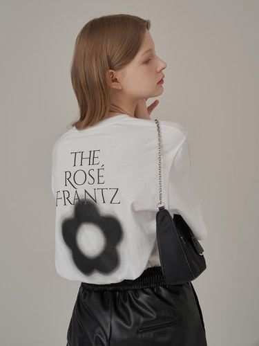 Oversized Embroidered Cotton T-Shirt [Beige] - Rosefrantz - Modalova