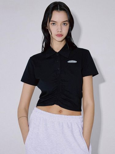 Collar Shirring Cropped Cotton T-shirt [] - Rosefrantz - Modalova