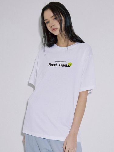 Premium Cotton Relaxed Fit Sticker Lettering T-shirt [beige] - Rosefrantz - Modalova