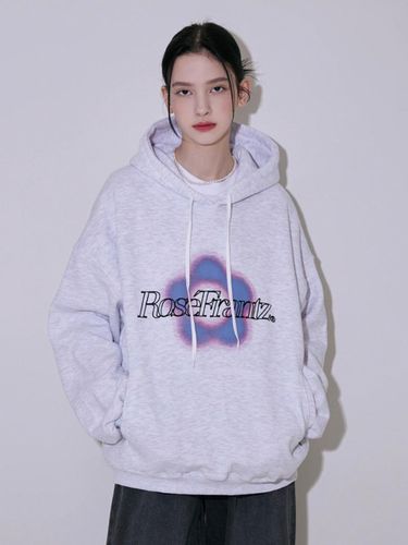 Spray Flower Cotton Relaxed Hoodie [beige melange] - Rosefrantz - Modalova