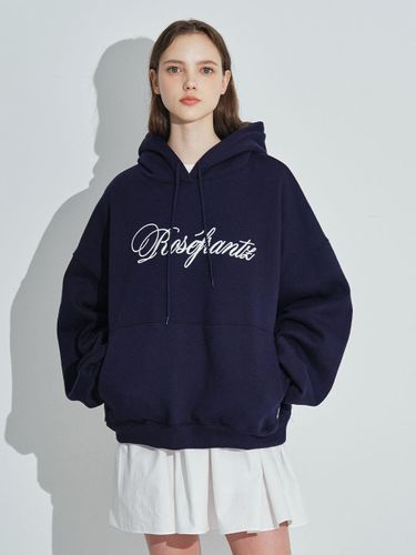 Cotton Embroidered Relaxed Fit Hoodie [Navy] - Rosefrantz - Modalova