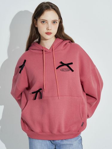 Velvet Ribbon Relaxed Fit Hoodie [Magenta Pink] - Rosefrantz - Modalova