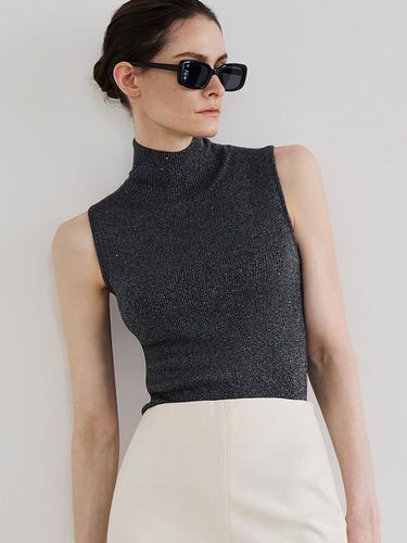 Pearl Ribbed Turtleneck Sequin Knit - MOONT - Modalova