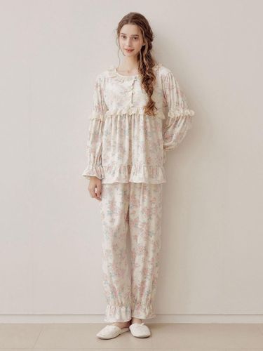 Fur Spandex Round Neck Two-Piece Pajama Set [Eden Rose] - LUNALUZ STUDIO - Modalova