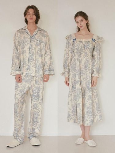 Couple Modal Cotton Square Neck Long Sleeve Pajamas - LUNALUZ STUDIO - Modalova