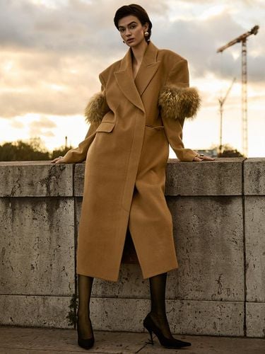 Wool Cashmere Fur Long Coat - Kelly Shin - Modalova