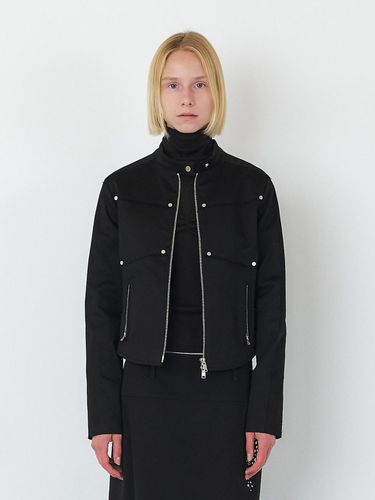 Stud Cotton Stretch Biker Jacket [Black] - SEALOT - Modalova