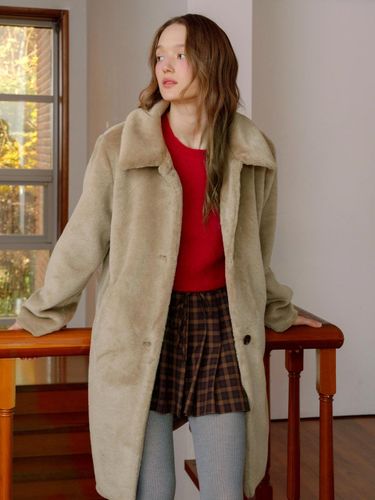 Long Fur Coat [Beige] - lettera - Modalova