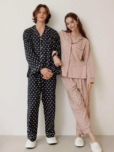 Daisy Cotton Long Sleeve Collar Two-Piece Pajama Set - LUNALUZ STUDIO - Modalova