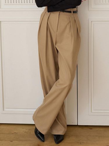 Warm Reverse Pin-tuck Relaxed Slacks [Beige] (j1633) - JOORTI - Modalova