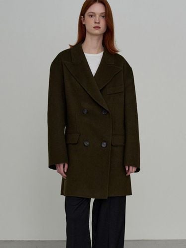 Double-breasted Handmade Wide Lapel Wool Coat [Khaki] - Have&Have - Modalova