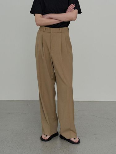 Wool Blend Two Tuck Loose Fit Slacks [Beige] - Have&Have - Modalova