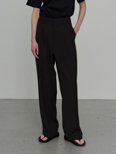 Wool Blend Loose Fit Two Tuck Slacks [Black] - Have&Have - Modalova