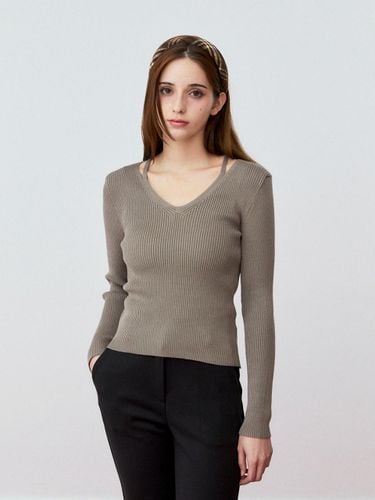 Ribbed Slim Fit Shoulder Detail Knitted Top [MOCKA] - koolkitten - Modalova