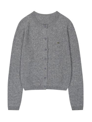 Basic Wool Cashmere Round Neck Cardigan [Grey] - LE STUDIO - Modalova