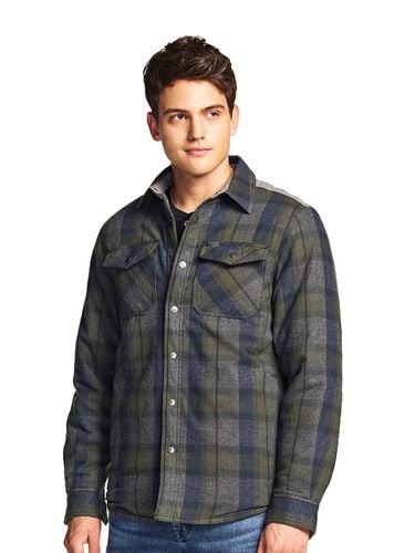 Fleece-Lined Warm Check Button-Down Shirt (HOK730) - CQR - Modalova