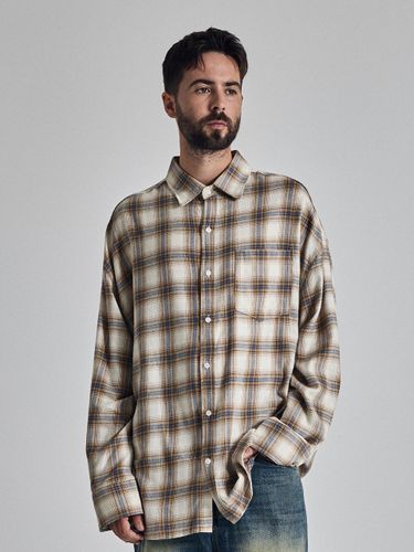 Natural Overfit Cotton Rayon Check Shirt [Beige] - OTHERFITS - Modalova