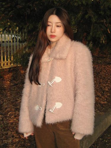 Eco Fur Duffle Coat [Light Pink] - Lang&Lu - Modalova