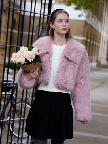 Fur Wide Collar Cropped Jacket [] - Lang&Lu - Modalova