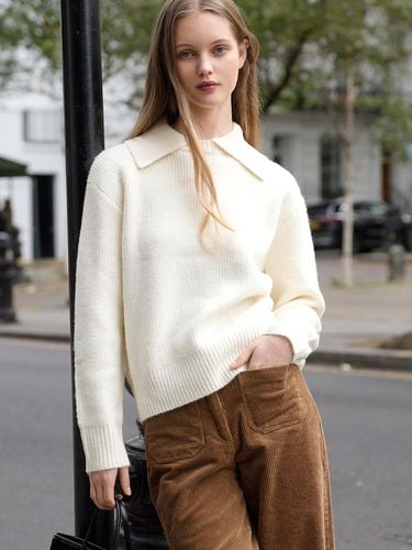 Wool Blend Collared Relaxed Fit Sweater [Beige] - Lang&Lu - Modalova