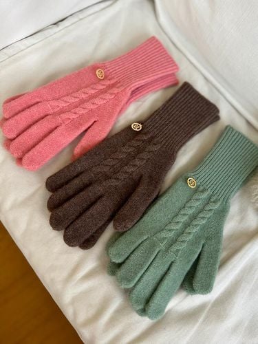 Cable Knit Wool Blend Fingerhole Gloves - Lang&Lu - Modalova