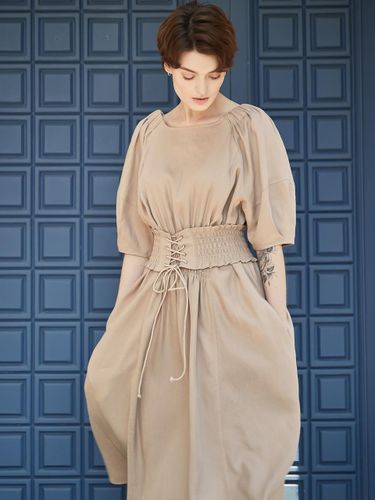 Volume Linen Dress [Deep Beige] - ACUD - Modalova