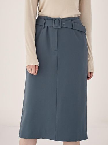 Adjustable Belt Side Pocket Pencil Skirt [Grey] - ACUD - Modalova