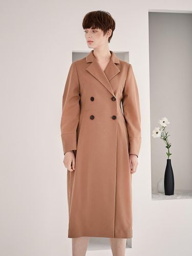 Tailored Double-Button Pleated Coat Dress [Brown] - ACUD - Modalova