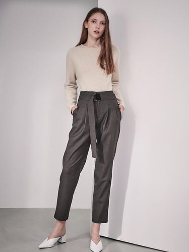 High-Waist Belted Slouchy Pants [Coffee] - ACUD - Modalova