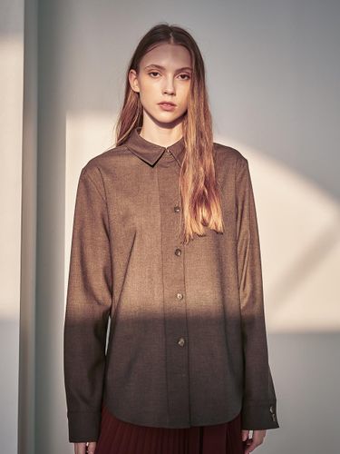 Asymmetrical Button Straight-line Blouse [BROWN] - ACUD - Modalova