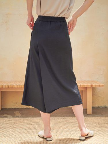 Skirt Detail Wide Leg Pants [Black] - ACUD - Modalova