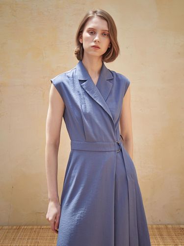 Sleeveless Tailored Wrap Dress [Blue] - ACUD - Modalova