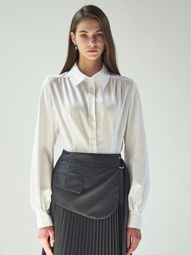 Ruched Waist Elegant Shirt [Beige] - ACUD - Modalova