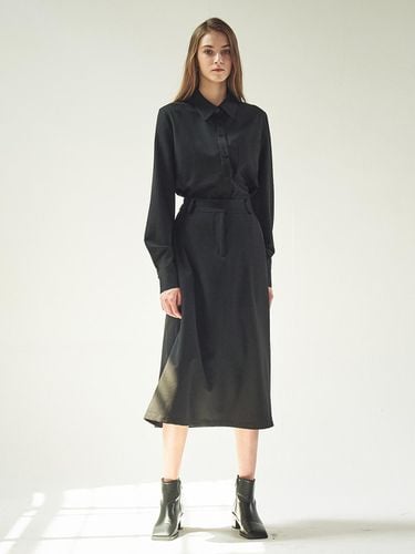 Two-Way Wool Blend Shirt Dress [Black] - ACUD - Modalova