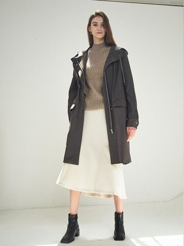 Light Wool Blended Hooded Coat [D.BROWN] - ACUD - Modalova