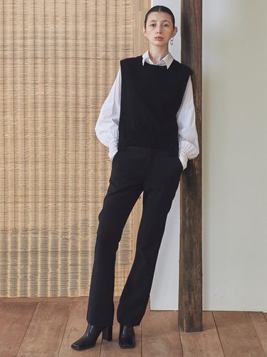 Slim Bootcut Double-layered Pants [Black] - ACUD - Modalova