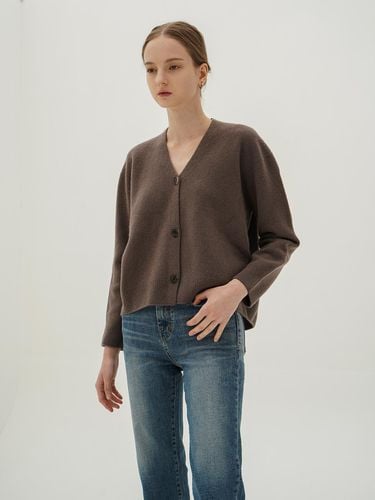 Cropped Wool Blend Cardigan [Dark Brown] - ACUD - Modalova