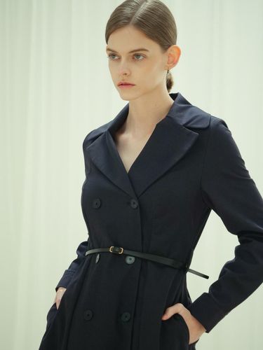 Wrinkle-Resistant Cotton-Nylon Trench Dress [Black] - ACUD - Modalova