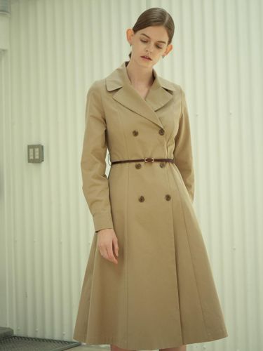 Cotton Nylon Wrinkle-Resistant Trench Dress [Beige] - ACUD - Modalova