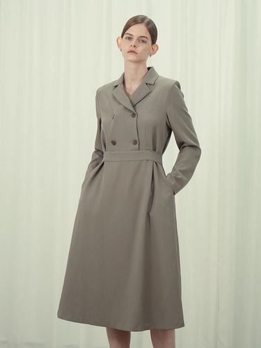 Double Breast Fitted Half-Jacket Dress [Beige] - ACUD - Modalova