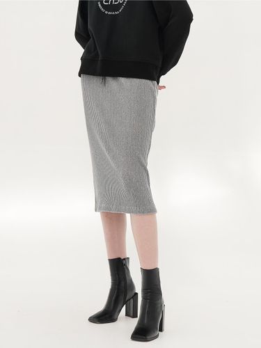 Corduroy Banding Midi Skirt [Grey] - ACUD - Modalova