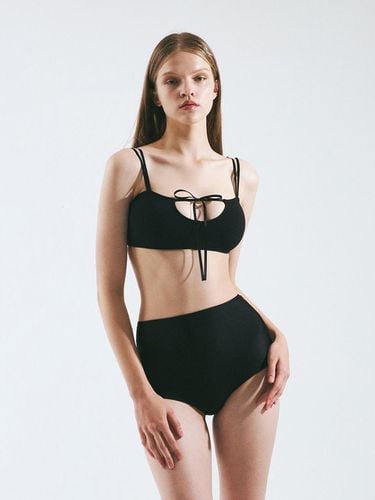 Ribbon V-cut Dual Strap Bikini Bra [BLACK] - VINAJ - Modalova