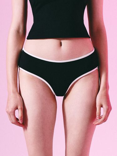 Low-waist Contrast Line Bikini Panty [Black] - VINAJ - Modalova