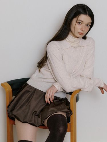 Soft Button Collar Nylon Knit [Light Brown] - REORG - Modalova