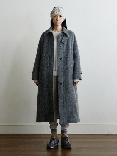 Chrome Wool Balmacaan Coat [Gray] - Monochrome - Modalova