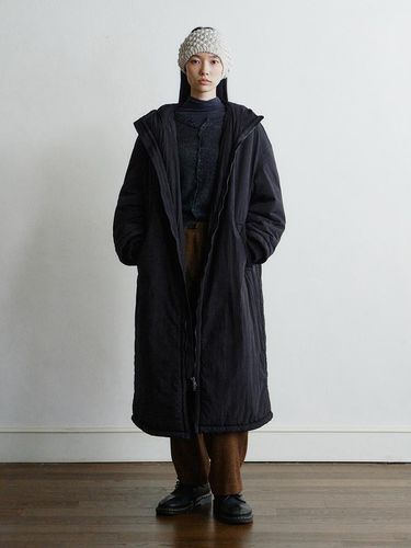 Padded Oversized Long Length Coat [Black] - Monochrome - Modalova