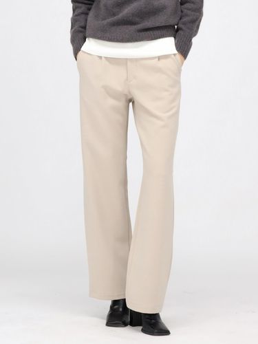 Fleece-lined Semi Wide Brushed Terry Slacks [Beige] - ACUD - Modalova