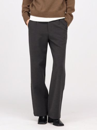 Fleece-lined Semi Wide Polyester Slacks [Grey] - ACUD - Modalova