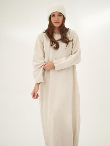 Hoodie Knit Long Wool Blend Dress [L.beige] - ACUD - Modalova