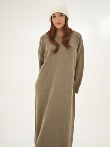 Hoodie Knit Long Wool Dress [D.beige] - ACUD - Modalova